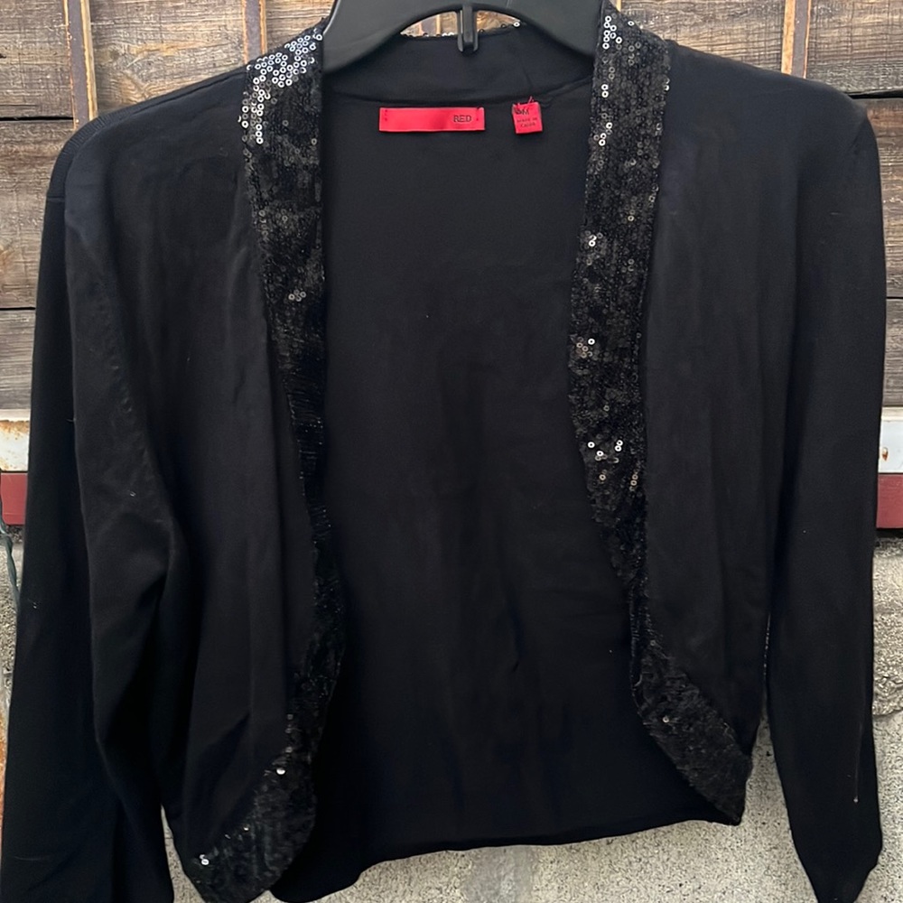 Women's RED Elegant Open-Front Crop Bolero